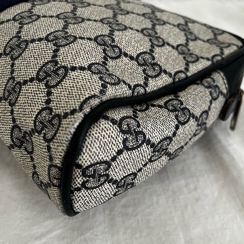 Gucci Web Stripe Cosmetic Pouch Blue Unbrand Strap D-rings Vintage 1970s-1984 - Picture 9 of 17
